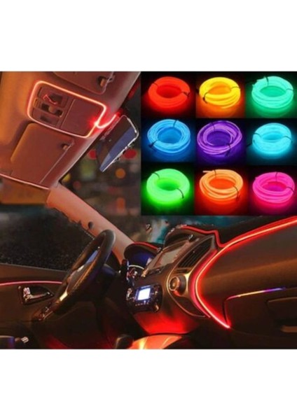 Araç Araba Içi Torpido Ledi Renkli Ip Neon Ip LED 2 Metre Turuncu Renk