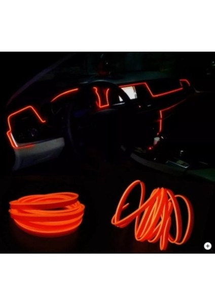 Araç Araba Içi Torpido Ledi Renkli Ip Neon Ip LED 2 Metre Turuncu Renk