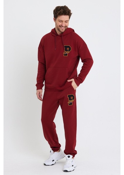 Erkek Jogger 3 Iplik Eşofman Bordo