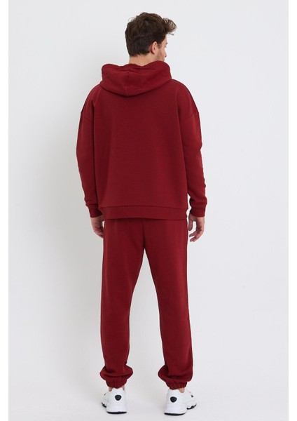 Erkek Jogger 3 Iplik Eşofman Bordo