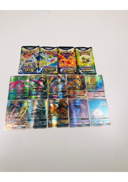 Pokemon Kart 4 Paket Brıllıant Stars, 10 Adet Gx Pokemon Kart ve Pokemon Koruma ve Saklama Çantası fiyatları