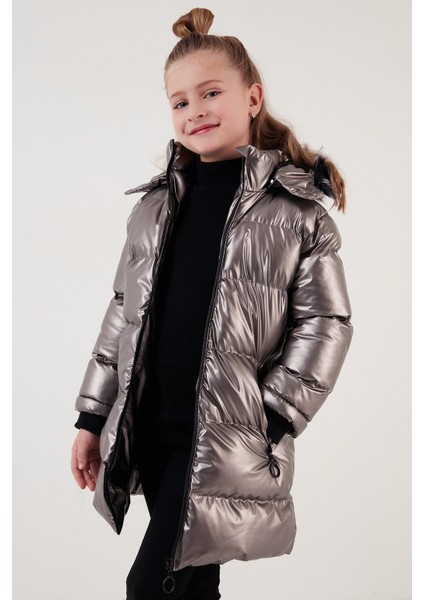 Peluş Astarlı Yakası Suni Kürklü Çıkarılabilir Kapüşonlu Kışlık Mont Kız Çocuk Mont 5761908 modelleri