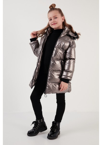 Peluş Astarlı Yakası Suni Kürklü Çıkarılabilir Kapüşonlu Kışlık Mont Kız Çocuk Mont 5761908 fırsatları
