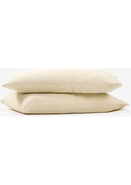 Washed Linen Keten Yastık Kılıfı 2'li Bej 50x70