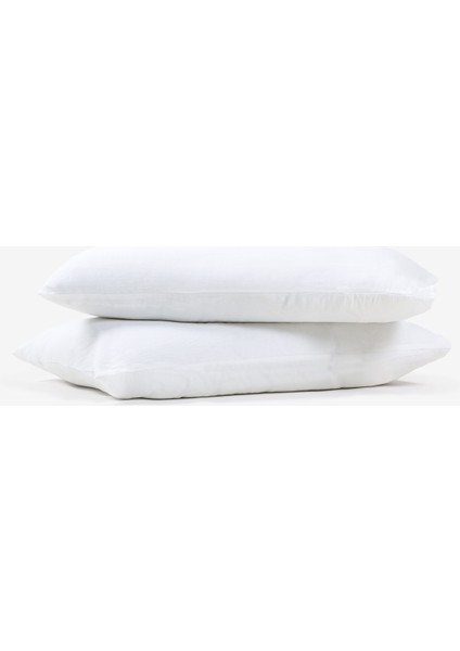 Washed Linen Keten Yastık Kılıfı 2'li Beyaz 50x70