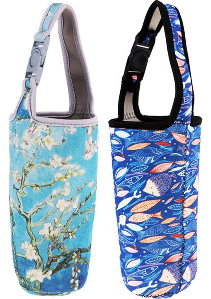2ADET 30OZ Tumbler Taşıyıcı Tutucu Çanta Koruyucu Kapak Açık Balıkçılık Balıkları ve Mavi Çiçek (Yurt Dışından)
