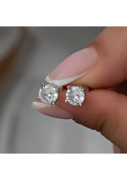 ​Gümüş Beyaz Zirkon Tek Taş Kadın Küpe indirimleri