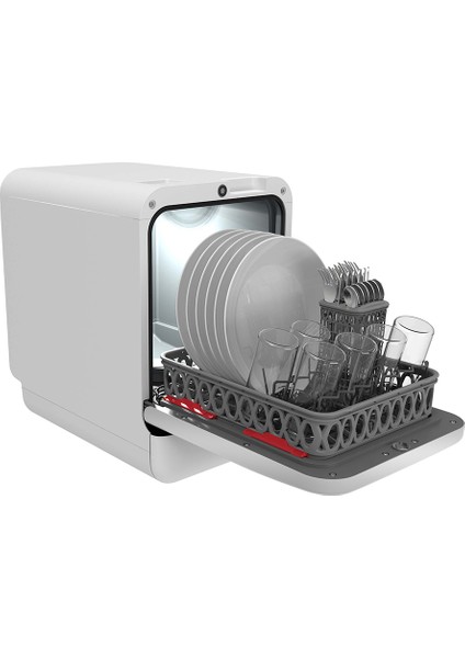 Tezgahüstü Su Bağlantısı Gerektirmeyen Mini Bulaşık Makinesi, Siyah - Parlak Gümüş fiyatları