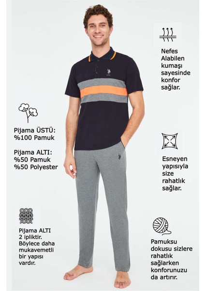 Erkek Lacivert Patlı Pijama Takımı fırsatları