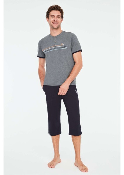 Erkek Antrasit Melanj Kapri Takımı