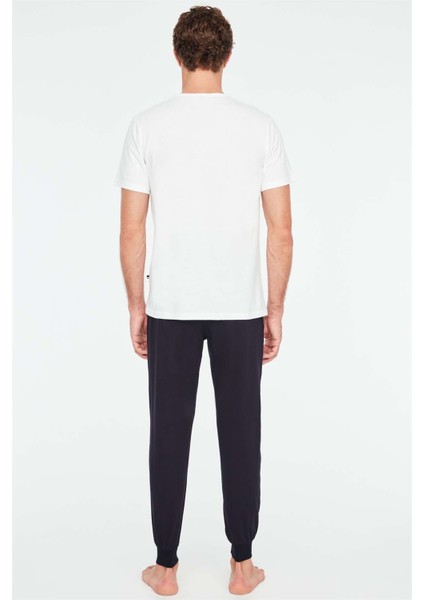 Erkek Ekru Yuvarlak Yaka Pijama Takımı fiyatları