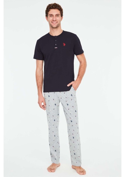 Erkek Lacivert Patlı Pijama Takımı