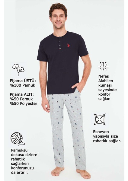 Erkek Lacivert Patlı Pijama Takımı fırsatları