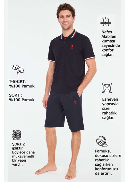 U.S. Polo Assn. - Erkek Lacivert T-Shirt Şort Takımı