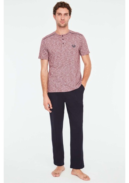 - Erkek Mürdüm Patlı Pijama Takımı