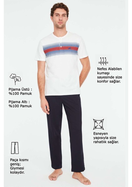 - Erkek Ekru Battal Pijama Takımı