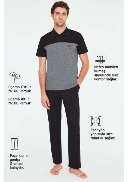 - Erkek Siyah Pijama Takımı 3824