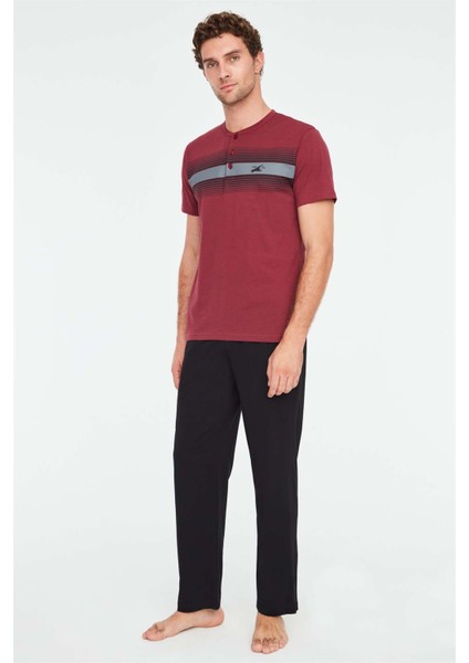 - Erkek Mürdüm Patlı Pijama Takımı
