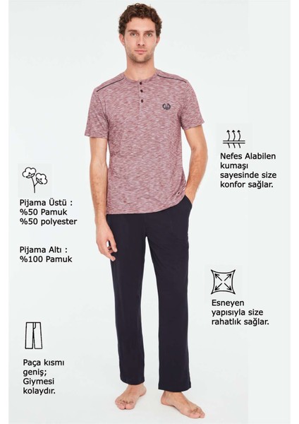 - Erkek Mürdüm Patlı Pijama Takımı