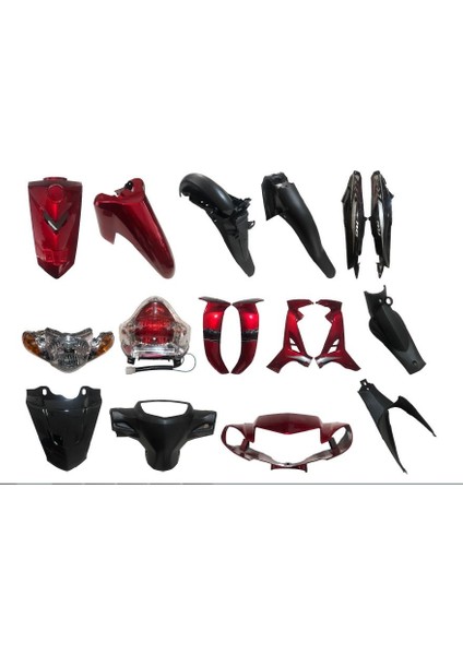 Kaporta Seti Kırmızı Yamaha Crypton 2010 - 2015 ( Far Stop Dahil )