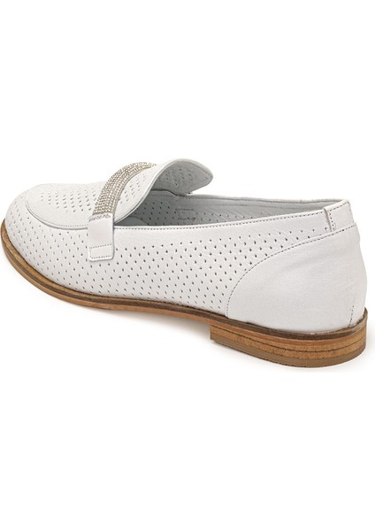 Kadın Hakiki Deri Günlük Şık Tokalı Klasik Loafer Babet Ayakkabı