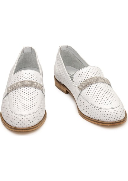 Kadın Hakiki Deri Günlük Şık Tokalı Klasik Loafer Babet Ayakkabı