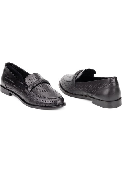 Kadın Hakiki Deri Günlük Şık Tokalı Klasik Loafer Babet Ayakkabı indirimleri