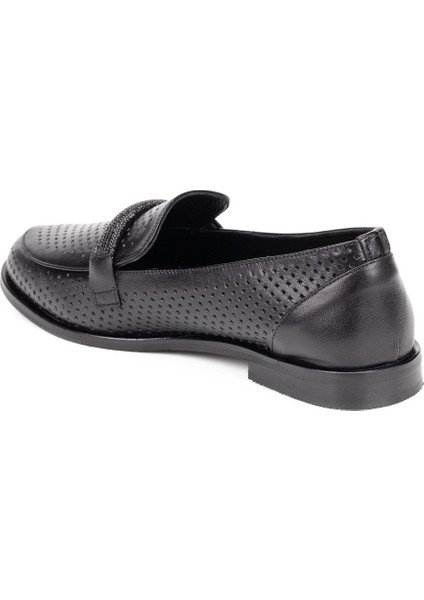 Kadın Hakiki Deri Günlük Şık Tokalı Klasik Loafer Babet Ayakkabı
