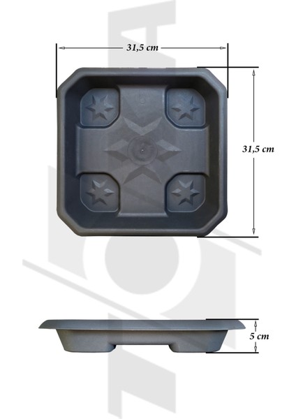 Serinova Hisar No3 Kahverengi Saksı Tabağı Altlığı Plastik Alt Tabak Su Haznesi Altlık 31,5cm