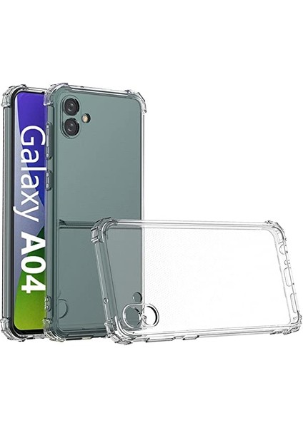 Caseworld Samsung Galaxy A04 Uyumlu Kapak Kamera Korumalı Şeffaf Airbag Antishock Köşe Korumalı Silikon Kılıf
