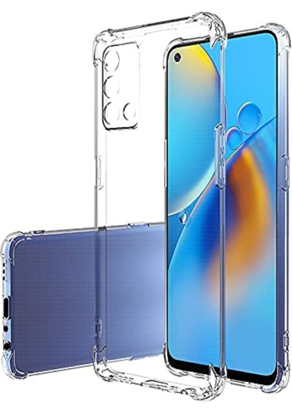 Oppo A74 Uyumlu Kapak Kamera Korumalı Şeffaf Airbag Antishock Köşe Korumalı Silikon Kılıf