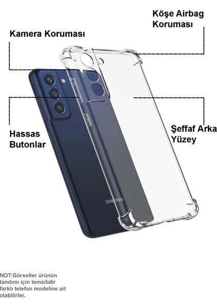 Oppo A74 Uyumlu Kapak Kamera Korumalı Şeffaf Airbag Antishock Köşe Korumalı Silikon Kılıf