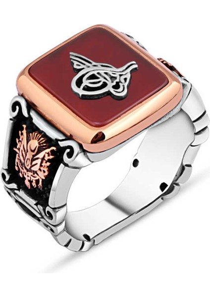 Akik Taş Üzeri Tuğralı Erkek Yüzük