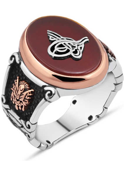 Akik Taş Üzeri Tuğralı Erkek Yüzük