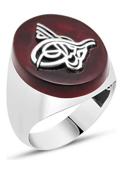 Akik Taş Üzeri Tuğralı Erkek Yüzük