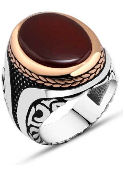 Akik Taşlı Erkek Yüzük