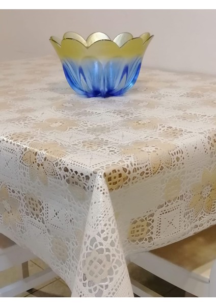 Krem Ithal Pvc Muşamba - Desenli Silinebilir Masa Örtüsü