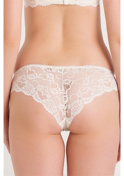 770 Kadın Ekru Önü Kumaş Arkası Dantel Normal Külot fiyatları
