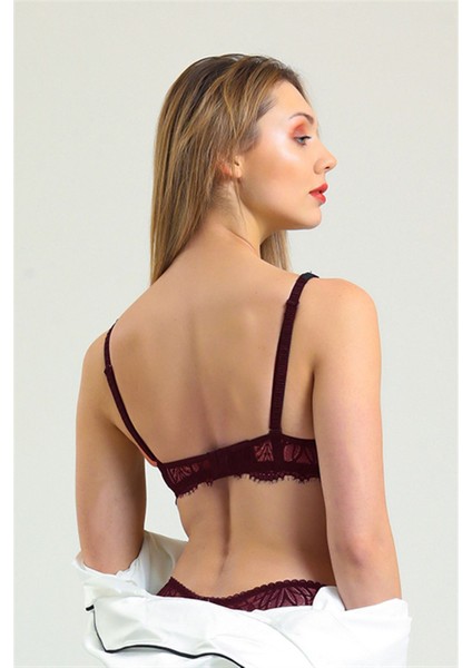 3685 Kadın Bordo Ince Dantelli Süngerli Sütyen fiyatları