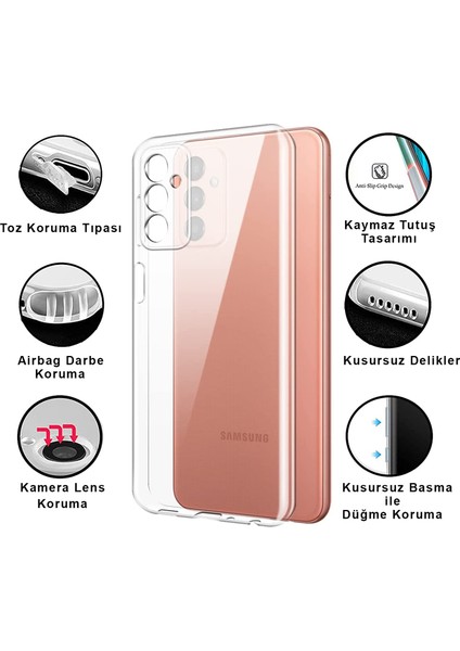 Samsung Galaxy M13 Kılıf Şeffaf 3D Kamera Lens Korumalı Tıpalı Silikon