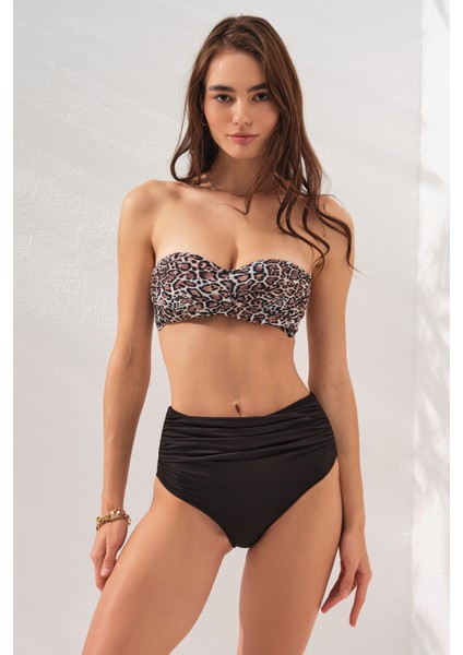 Anna Soft Straplez Bikini Takım Leopar 231239-D