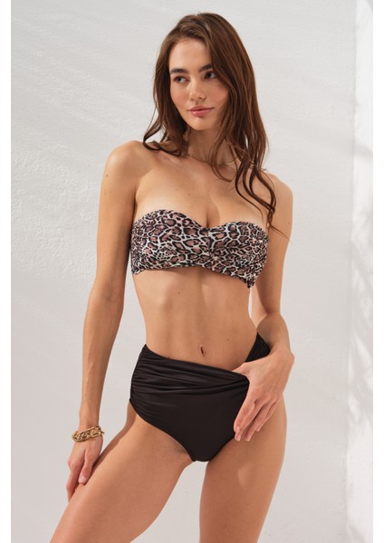 Anna Soft Straplez Bikini Takım Leopar 231239-D