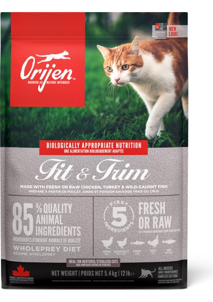 Fit &Trim Kilo Problemli Kediler için Tahılsız Kedi Maması 5,4 kg