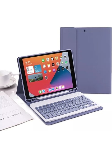 Ipad 10.2 - 7. 8. 9. Nesil Uyumlu Bluetooth Özellikli Kalem Bölmeli Klavyeli Kılıf