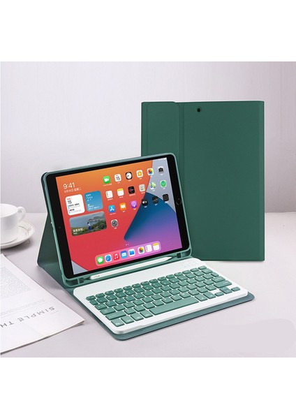 iPad 10.nesil (10.9 Inç) Uyumlu Bluetooth Özellikli Kalem Bölmeli Klavyeli Kılıf