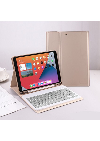 iPad 10.nesil (10.9 Inç) Uyumlu Bluetooth Özellikli Kalem Bölmeli Klavyeli Kılıf