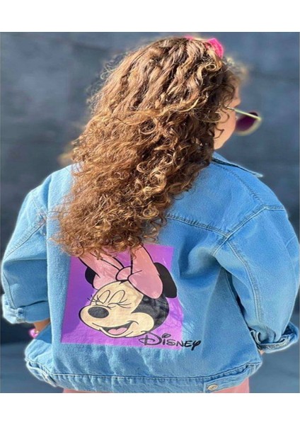 Kız Çocuk Kot Ceket Sırtı Pembe Minnie Baskılı fiyatları