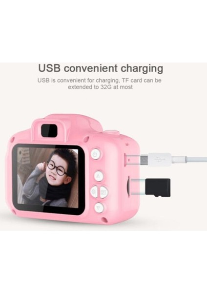 Pembe Renk Mini 1080P Hd Çocuk Kamera Dijital Fotoğraf Makinesi 2.0 Inç Ekran