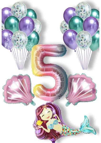 Deniz Kızı Balon Full Parti Süsleme Seti 5 Yaş