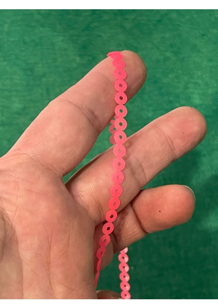 7 mm Fosforlu Pembe Şerit Pul Payet Dikiş Çanta Aksesuar 81 Metre)